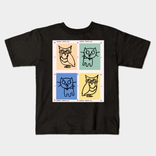 A cat and an owl Kids T-Shirt